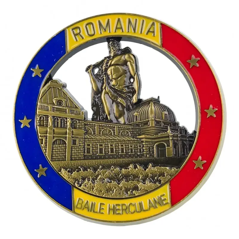 Baile herculane romania, magnet din metal rotund, model 3096h